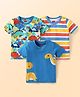 Babyhug Cotton Knit Half Sleeves T-Shirts with Dino Print & Stripes Pack of 3 - Multicolor