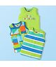 Babyhug Cotton Knit Sleeveless Tank T-Shirt with Nautical Theme Print & Stripes Pack 3 - Light Green