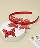 Yellow Bee Set Of 2 Shimmered Butterfly Designed Hair Band & Hair Clip Set - Red