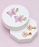Yellow Bee Set Of 4 Butterfly & Flower Designed Hair Clips - Purple White & Pink