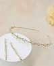 Yellow Bee Pearls & Rhinestones Embellished Hair Band & Hair Pins Set - Golden White & Silver