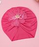 Yellow Bee Floral Applique Detailed Turban Cap - Dark Pink