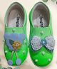 IMAGINO Bow Applique Detailed & Pearls Embellished Hand Painted Canvas Shoes - Green