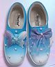 IMAGINO Bow & Butterfly Glitter Applique Detailed Hand Painted Canvas Shoes - Blue