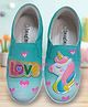 IMAGINO Love Text & Unicorn Embellished Hand Painted Canvas Shoes - Mint