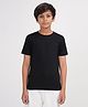 ZION Premium Cotton Knitted Half Sleeve Solid Round Neck T Shirt - Black