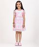 Zion Half Puffed Sleeves Floral Printed Dress - Blue & Pink