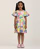 Zion Poplin Half Bell Sleeves Floral Printed Dress - Multi Colour