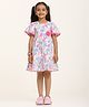 Zion Poplin Half Bell Sleeves Floral Printed Dress - White