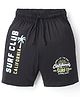 CUCU FUN Sinker Knit Above Knee Length Shorts with Beach Theme Print - Black