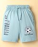 CUCU FUN Sinker Knit Above Knee Length Shorts with Football Theme Print - Light Blue