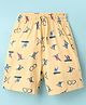 CUCU FUN Sinker Knit Above Knee Length Shorts with Snowboarding Print - Yellow
