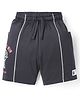 CUCU FUN Sinker Knit Above Knee Length Shorts with Basketball Print & Patch - Black