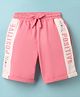 CUCU FUN Sinker Knit Above Knee Length Cut & Sew Shorts with Text Print - Pink