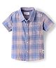 Babyhug 100% Cotton Woven Half Sleeves Checks Shirt- Blue
