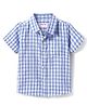 Babyhug 100% Cotton Woven Half Sleeves Checks Shirt- Blue