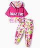 OLLINGTON ST. Cotton Short Sleeves Hoodie Top & Floral Printed Cargo Jogger - Pink & Multicolor
