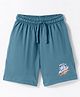 Cucu Fun Sinker Knit Above Knee Length Shorts with Baseball Print - Teal Blue