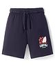 Cucu Fun Sinker Knit Above Knee Length Shorts with Surf Theme Print - Black