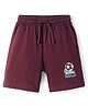 Cucu Fun Sinker Knit Above Knee Length Shorts with Sport Theme Print - Wine