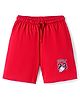 Cucu Fun Sinker Knit Above Knee Length Shorts with Sport Theme Print - Red