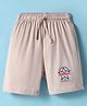 Cucu Fun Sinker Knit Above Knee Length Shorts with Sport Text Print - Beige