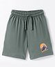 Cucu Fun Sinker Knit Above Knee Length Shorts with Bike Print - Olive Green