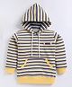 CUTOPIES Fleece Full Sleeves Striped Hooded Sweatshirt - Yellow & Blue