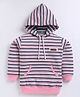 CUTOPIES Fleece Full Sleeves Striped Hooded Sweatshirt - Pink & Blue