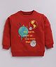 CUTOPIES Cotton Full Sleeves Earth Printed Sweatshirt - Rust