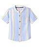 Babyhug Cotton Woven Half Sleeves Mandarin Collar Stripe Shirt - Light Blue