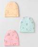 Simply Interlock Knit Caps with Animal Print Pink Orange & Sea Green Pack of 3 - Diameter 15 cm