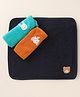 Simply Terry Knit Wash Cloth with Animal Embroidery L 30 x B 30 cm - Navy Blue Green & Rust Orange