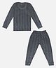 Trampoline Full Sleeves Striped Thermal Sets - Grey