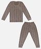 Trampoline Full Sleeves Striped Thermal Sets - Brown