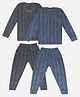 Trampoline Pack Of 2 Full Sleeves Striped Thermal Sets - Grey & Blue