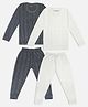 Trampoline Pack Of 2 Full Sleeves Striped Thermal Sets - Grey & White