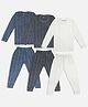 Trampoline Pack Of 3 Full Sleeves Striped Thermal Sets - Grey Blue & White