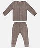 Trampoline Full Sleeves Striped Thermal Set - Brown