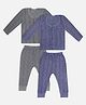 Trampoline Pack Of 2 Full Sleeves Striped Thermal Sets - Grey & Blue