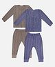 Trampoline Pack Of 2 Full Sleeves Striped Thermal Sets - Brown & Blue