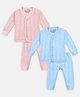 Trampoline Pack Of 2 Full Sleeves Striped Thermal Sets - Pastel Pink & Pastel Blue