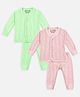 Trampoline Pack Of 2 Full Sleeves Striped Thermal Sets - Pastel Pink & Pastel Green