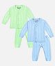 Trampoline Pack Of 2 Full Sleeves Striped Thermal Sets - Pastel Blue & Pastel Green