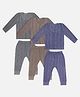 Trampoline Pack Of 3 Full Sleeves Striped Thermal Sets - Blue Brown & Grey