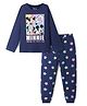 Pine Kids Disney Single Jersey Knit Full Sleeves Night Suit with Minnie & Friends Graphics - Navy Blue