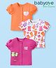 Babyoye 100% Cotton Interlock Knit  Half Sleeves Jhablas With Eco Jiva Finish & Animal Print Pack Of 3 - Orange Red & White