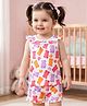 Babyoye 100% Cotton Knit Sleeveless Eco Jiva Finish Co-ords Shorts Night Suit with Bear & Hearts Print - White