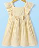 Babyhug Seersucker Frill Sleeves Striped Frock With Bow Applique - Yellow