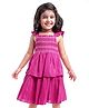 Babyhug Cotton Woven Frill Sleeves Layered Frock with Smocking - Pink